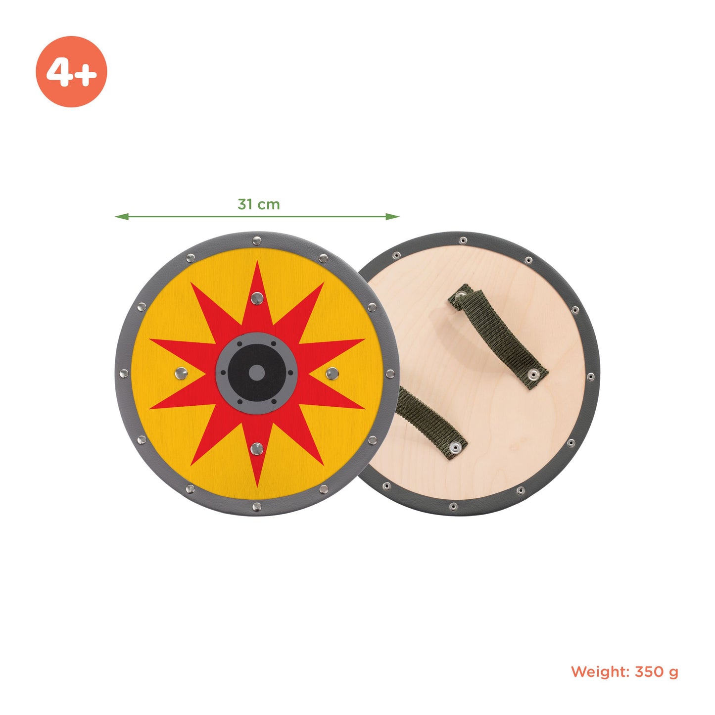 Wikingerschild aus Holz (roter Stern auf gelbem Grund)