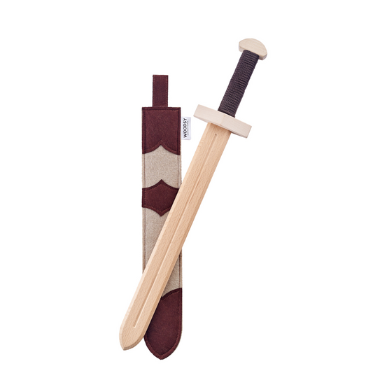 Kleines zweischneidiges Holzschwert mit Scheide | 52 cm