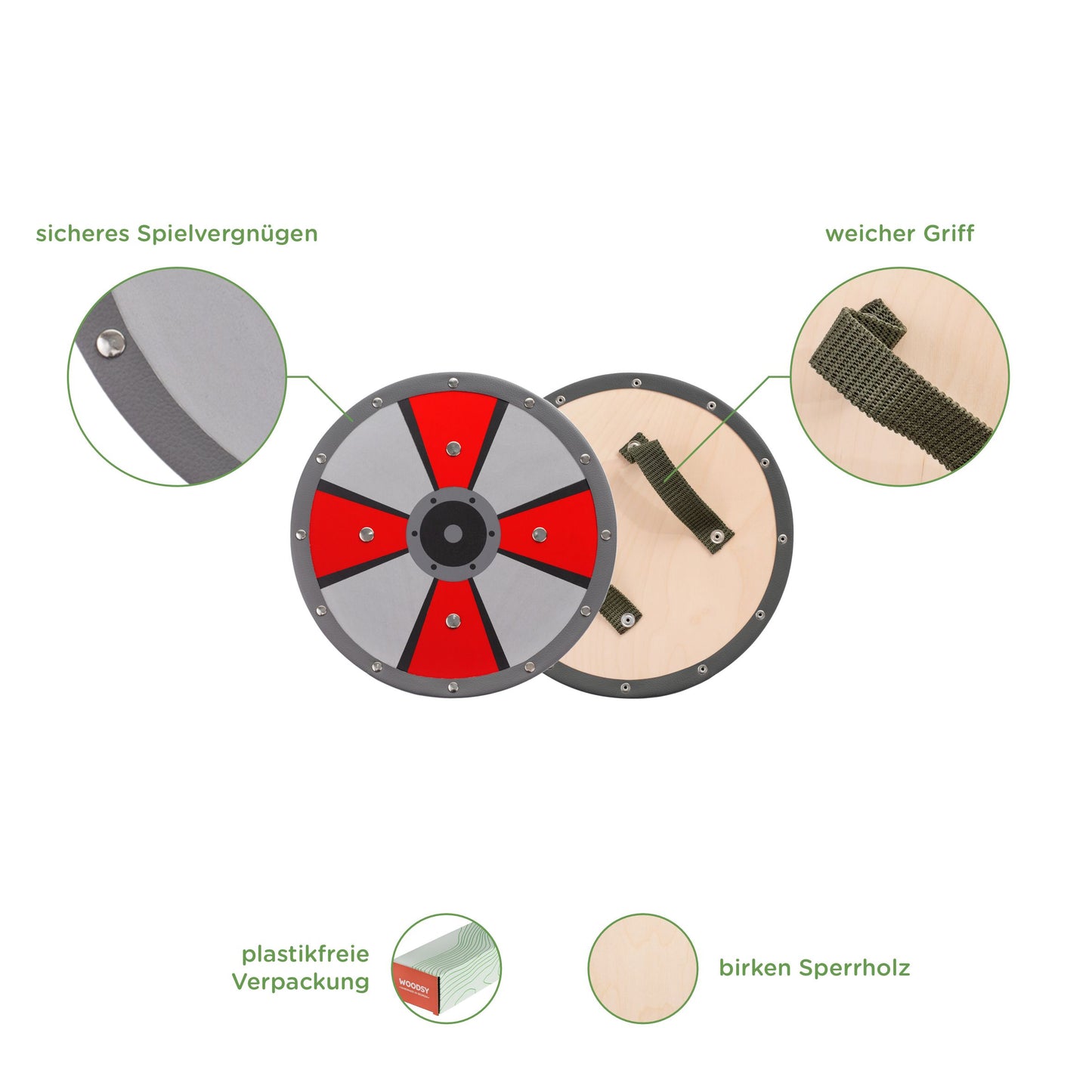 Wikingerschild aus Holz 1 (rot-graue Oktanten)