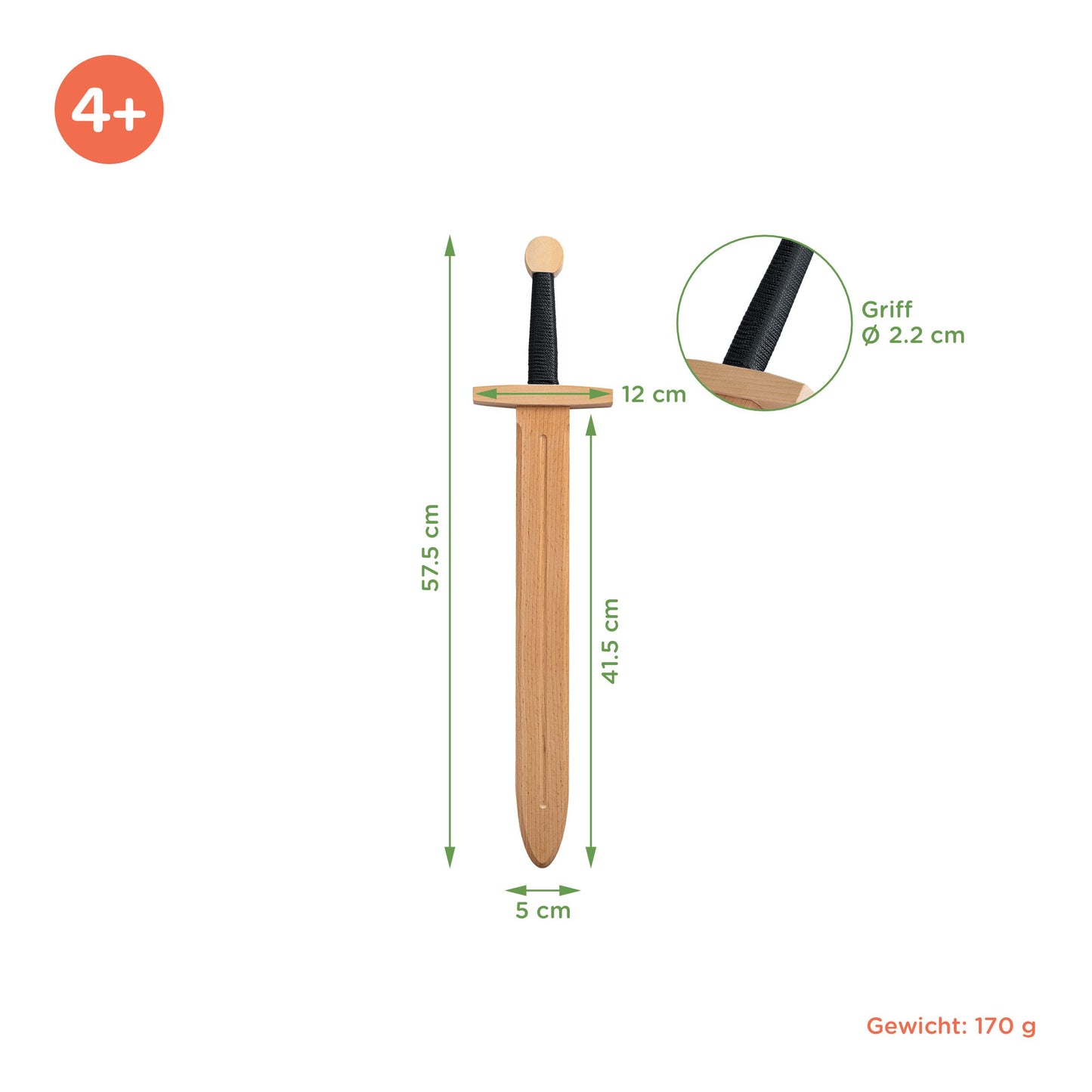 Zweischneidiges Schwert (57 cm) mit gerader Parierstange