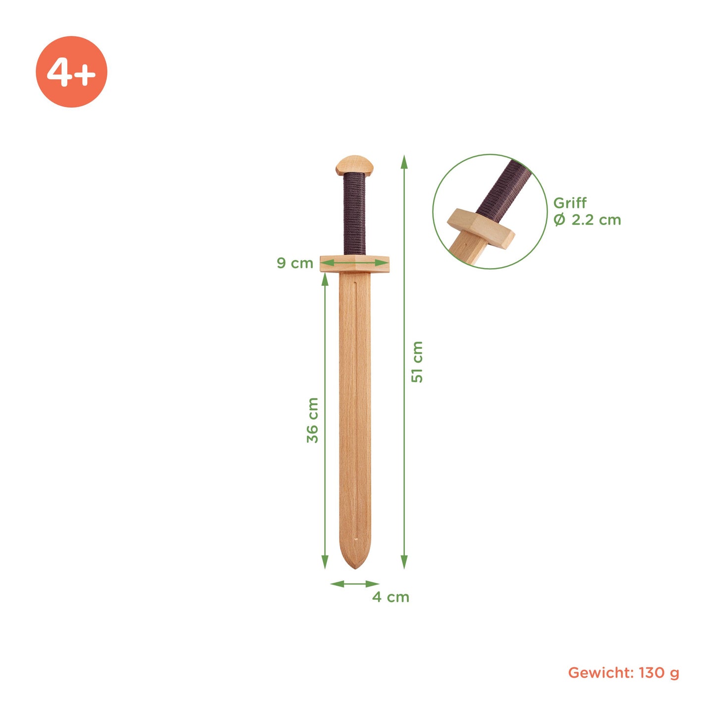 Set: kleines Schwert (52 cm) und rundes Schild