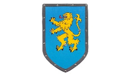 Wikingerschild aus Holz (gelber Löwe auf blauem Grund)