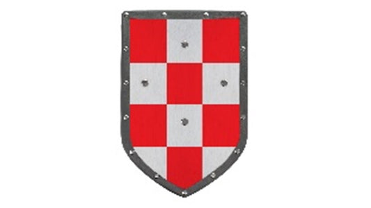Ritterschild aus Holz (rot-graues Schachbrettmuster)